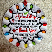 Load image into Gallery viewer, Friendship is Like Peeing Your Pants Funny Ornament