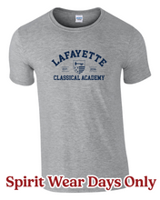 Load image into Gallery viewer, Lafayette Classical Academy Arched Design T-Shirt - Gildan Softstyle Brand