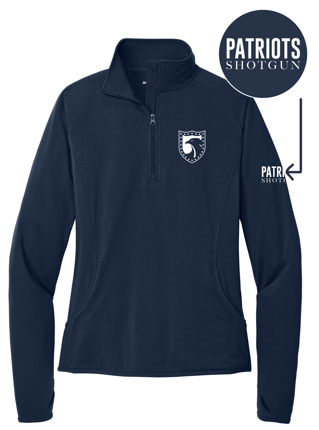 Patriots Shotgun Ladies Fit Midweight Athletic 1/4-Zip Pullover