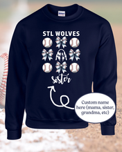 Load image into Gallery viewer, STL Wolves Bows Custom Apparel
