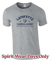 Load image into Gallery viewer, Lafayette Classical Academy Arched Design T-Shirt - Gildan Softstyle Brand
