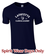 Load image into Gallery viewer, Lafayette Classical Academy Arched Design T-Shirt - Gildan Softstyle Brand
