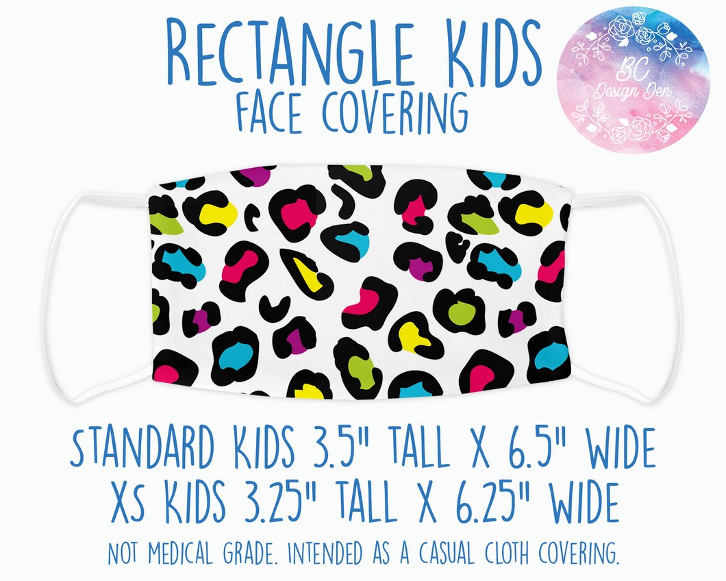 Face Covering Leopard Print White Rainbow